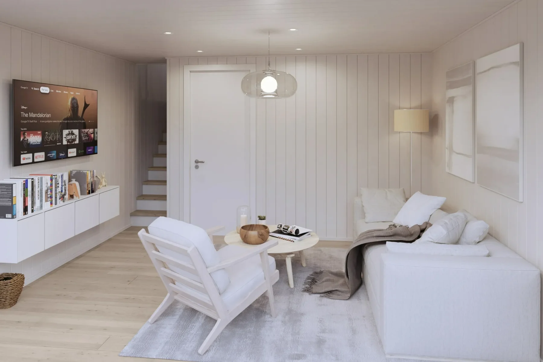 Microhus_Rak-Kjellernivå_30.1KR_Interiør_stue_kjeller_koselig